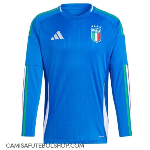 Camisa de time de futebol Itália Replicas 1º Equipamento Europeu 2024 Manga Comprida